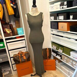 Good American Shine Rib Off Scoop Back Midi Dress M